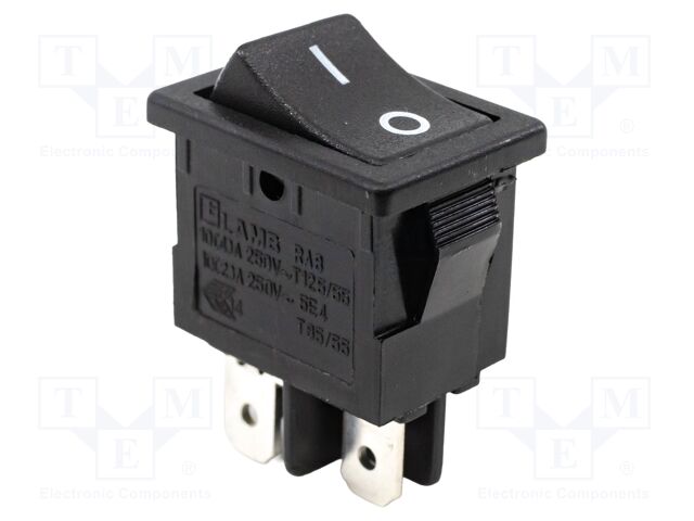 ROCKER; SPST; OFF-ON; 16A/125VAC; black; none; RA8; Body: black