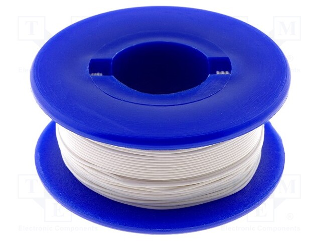 Wire; solid; OFC; 30AWG; white; FEP; 250V; 50m