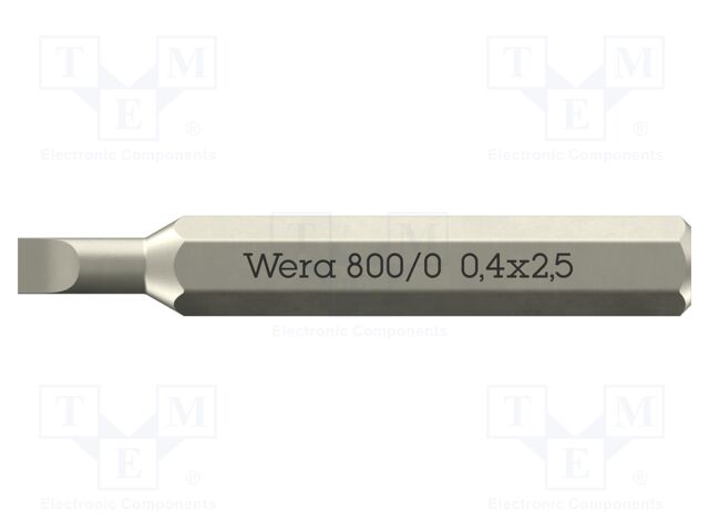 Screwdriver bit; slot; 1.5x0.3mm; 800/0 Micro; Overall len: 30mm
