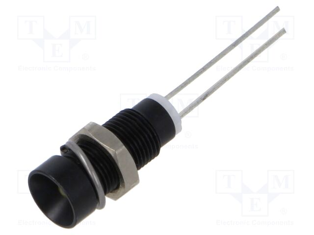 Indicator: LED; recessed; yellow; 2.1VDC; Ø6mm; 2pin; metal