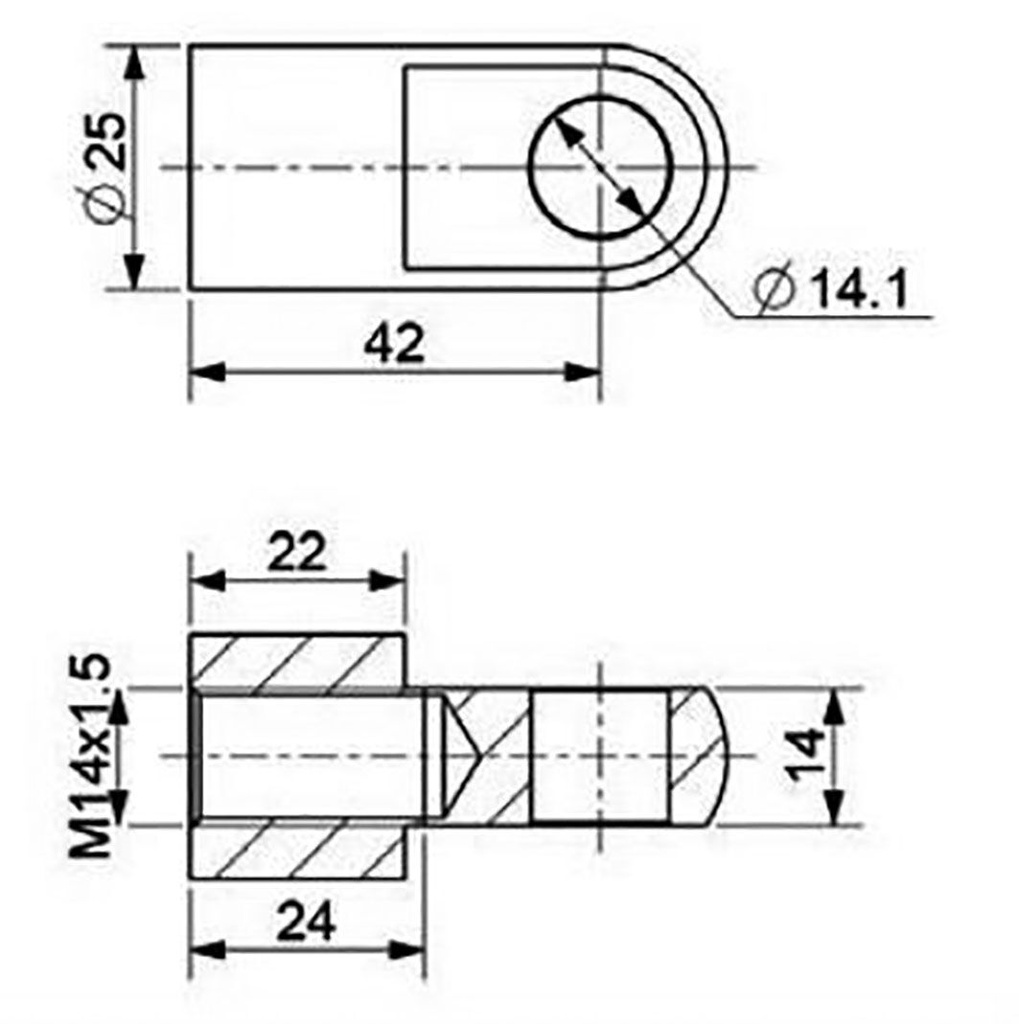 Mounting element for gas spring; Mat: zinc plated steel; 14.1mm