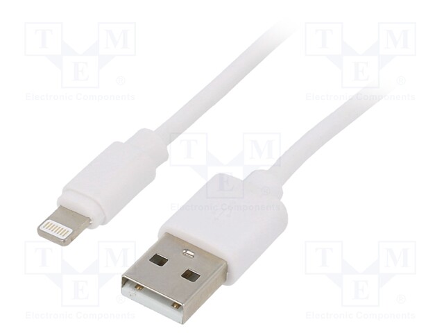 Cable; USB 2.0; Apple Lightning plug,USB A plug; 1m; white