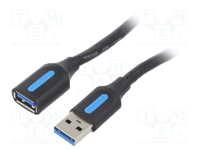 Cable; USB 3.0; USB A socket,USB A plug; nickel plated; 1m; black