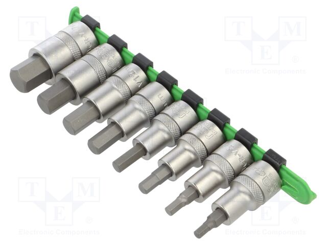 Socket-set; hex key,socket spanner; Chrom-vanadium steel; 1/2"