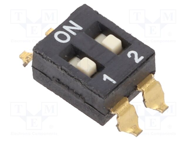 Switch: DIP-SWITCH; Poles number: 2; OFF-ON; 0.025A/24VDC; Pos: 2/2