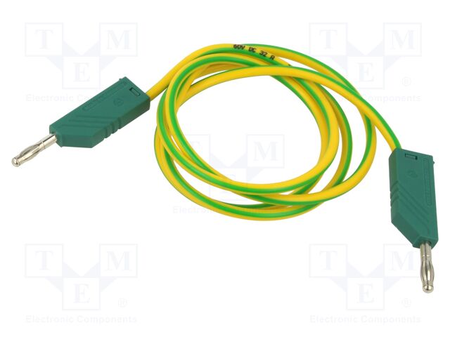 Test lead; 60VDC; 30VAC; 32A; Len: 1m; yellow-green; Material: brass