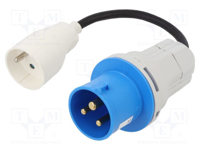 Transition: adapter; male/female; 16A; 230VAC; IEC 60309; IP20