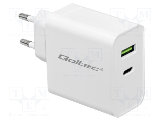 Power supply: switched-mode; plug,charger; 5VDC,; 3A; 45W; white