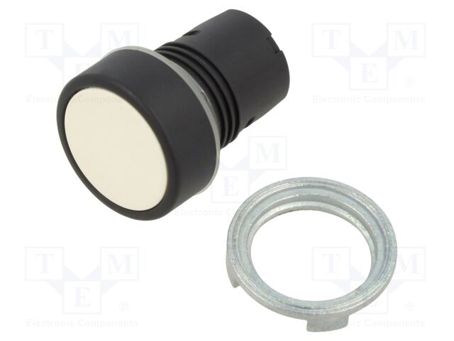 Switch: push-button; 22mm; Stabl.pos: 1; white; none; IP65; flat