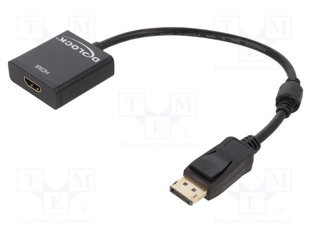 Adapter; DisplayPort plug,HDMI socket; 0.2m; black; black