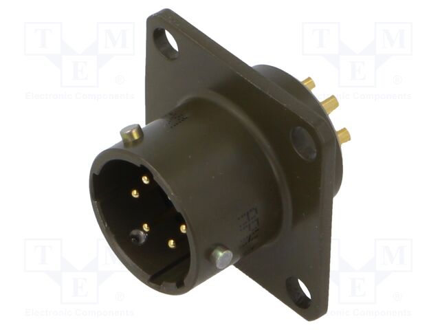Connector: circular; socket; male; PT/451; 7.5A; 600V; PIN: 6; olive