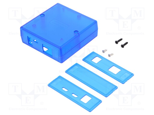 Enclosure: for computer; ABS; semi-transparent blue; X: 71mm