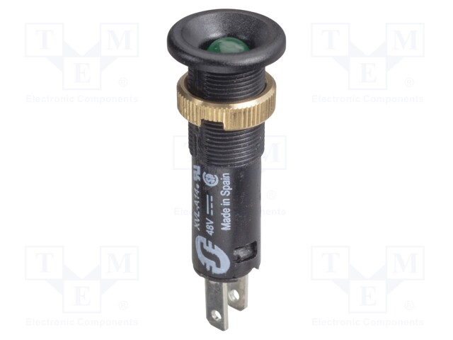 Indicator: LED; flat; 48VDC; Cutout: Ø8mm; IP40; plastic; Body: black