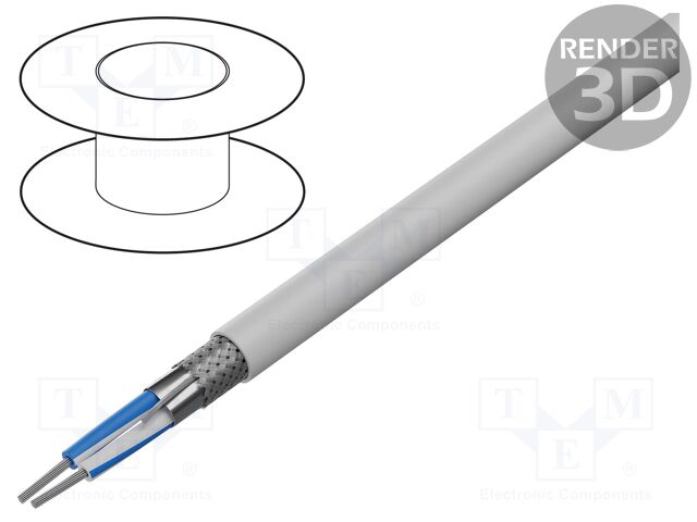 Wire; RS485; 2x2x24AWG; stranded; Cu; PVC; grey; 152m; CPR: Eca; 300V