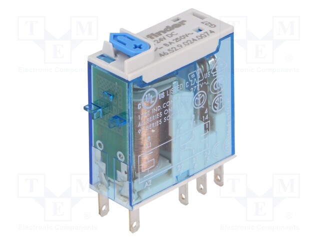 Relay: electromagnetic; DPDT; Ucoil: 24VDC; 8A/250VAC; 8A/30VDC