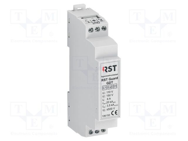 Surge arrester; In 8/20us: 20kA; 110VAC; for DIN rail mounting