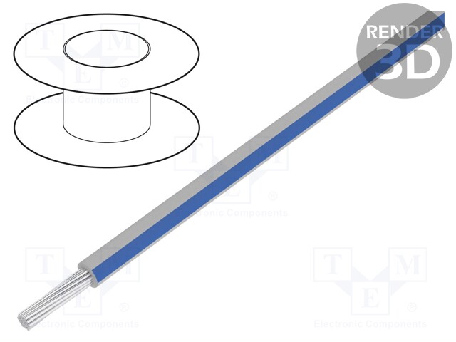 Wire; UL1015,CSA; stranded; Cu; 20AWG; white-blue; PVC; 600V