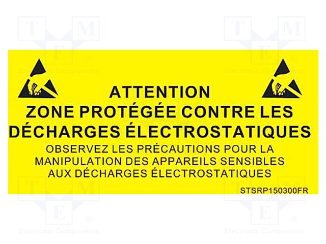 Information board; ESD; 300x150mm; black,yellow; Language: FR