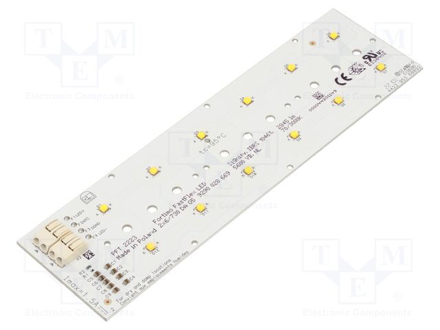 LED strip; W: 49.5mm; L: 172.2mm; No.of diodes: 12; CRImin: 70; 3000K