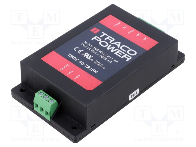 Converter: DC/DC; 40W; Uin: 80÷160V; Uout: 24VDC; Iout: 1670mA; 162g