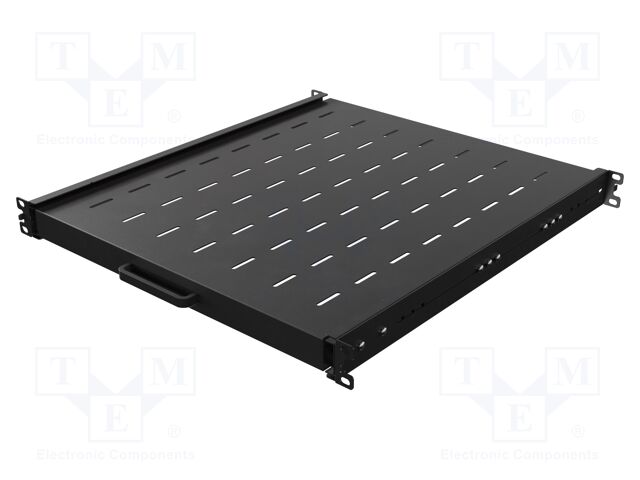 Shelf; 1U; Dimensions: 486x44.45x526mm; steel; black; screw; 35kg