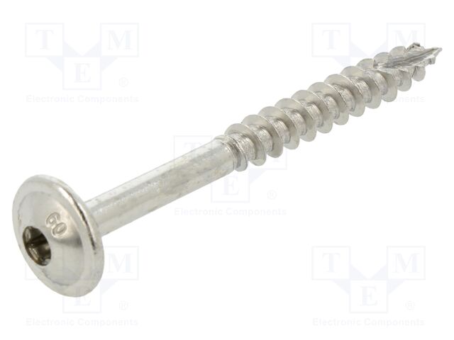 Screw; 6x60; Head: oval; A2 stainless steel; for wood