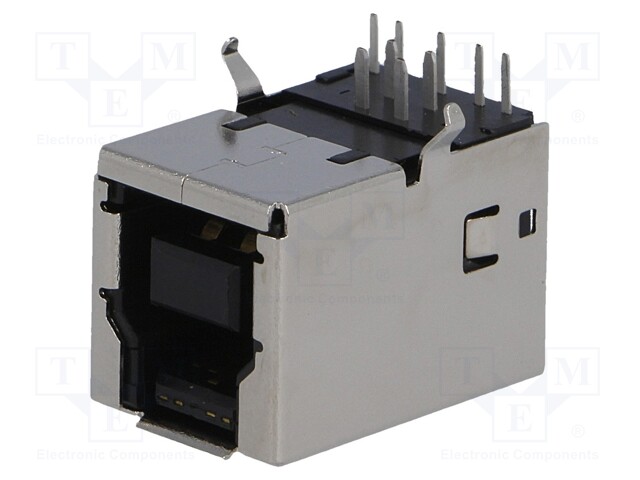 Socket; USB B; SMT; angled 90°; USB 2.0; gold-plated