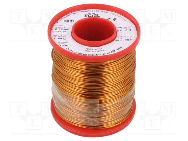 Coil wire; single coated enamelled; 0.9mm; 1kg; -65÷200°C