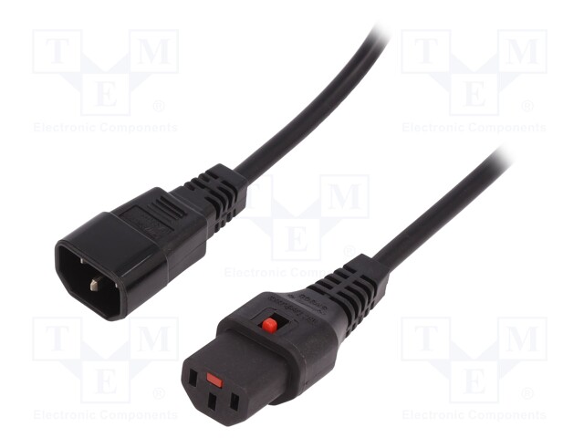 Cable; IEC C13 female,IEC C14 male; 1.5m; with IEC LOCK locking