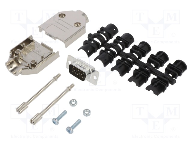 D-Sub HD; PIN: 15; male; shielded,metalized; straight; soldering