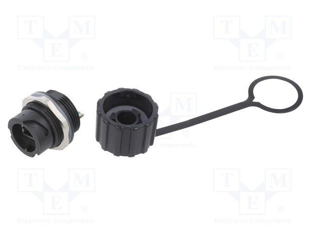 Socket; RJ45; PIN: 8; Cat: 5e; shielded,with protective cap; IP67