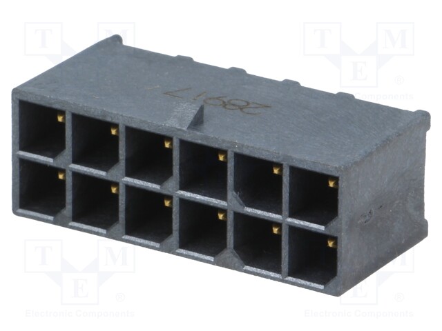 Socket; wire-board; male; Mega-Fit; 5.7mm; PIN: 12; Layout: 2x6; 23A