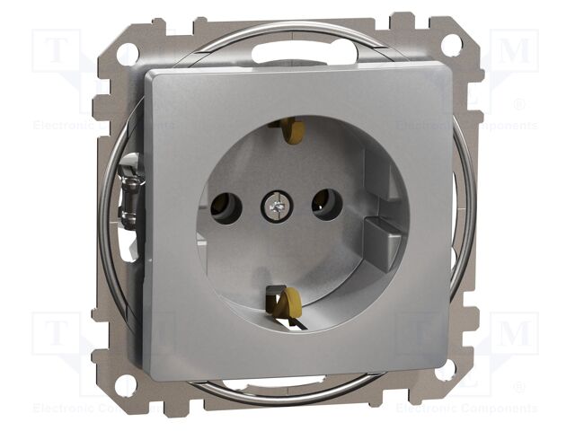 F-type socket (Schuko); 250VAC; IP20; aluminium; Sedna; 2P+PE