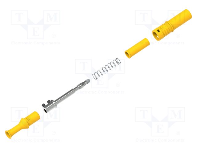 Connector: 4mm banana; plug; 36A; yellow; insulated; nickel plated