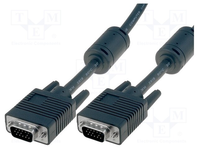 Cable; D-Sub 15pin HD plug,both sides; black; 5m