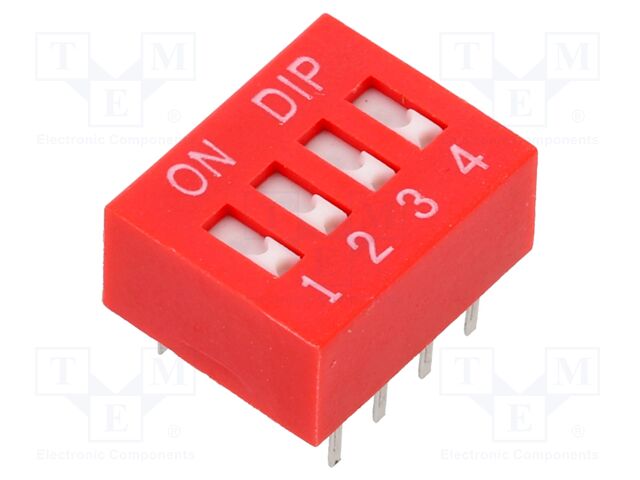 Switch: DIP-SWITCH; Poles number: 4; OFF-ON; 0.025A/24VDC; Pos: 2/4