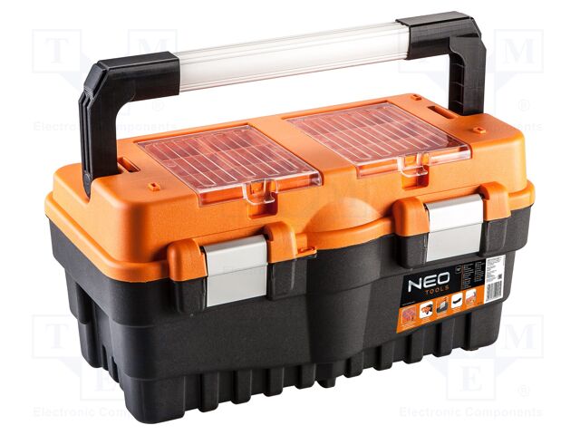 Chest; tool case; black-orange; 462x256x242mm