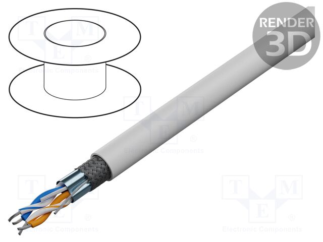 Wire; RS485; 2x2x24AWG; stranded; Cu; LSZH; white; 305m; CPR: Dca