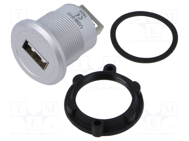 Adapter; USB A socket,both sides; USB 2.0; Thread: M22; 1÷10mm