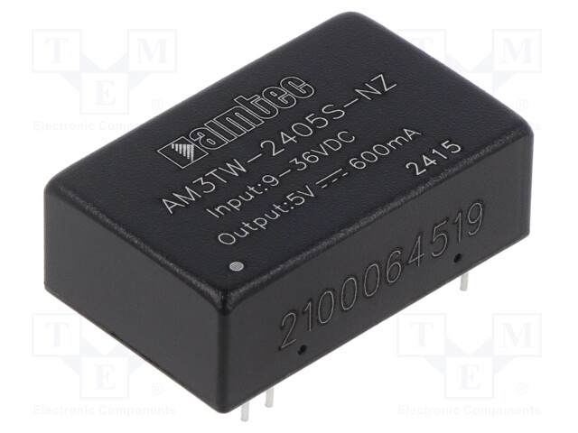 Converter: DC/DC; 3W; Uin: 9÷36V; Uout: 5VDC; Iout: 600mA; DIP24; THT