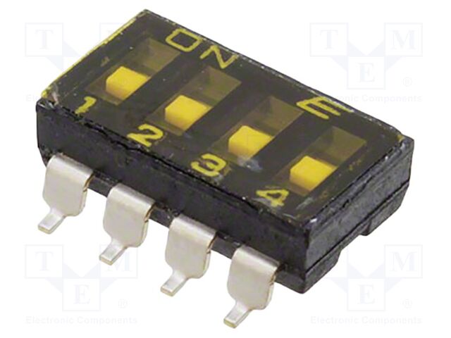 DIP SWITCH, 4POS, SPST, SLIDE, SMD