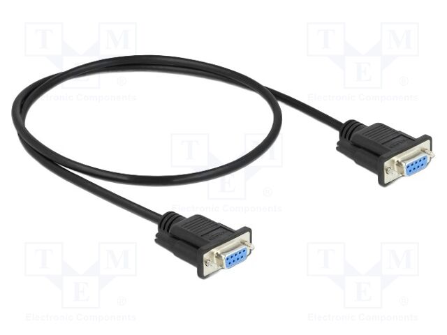 Cable; D-Sub 9pin socket,both sides; PVC; Len: 0.5m; black; 28AWG
