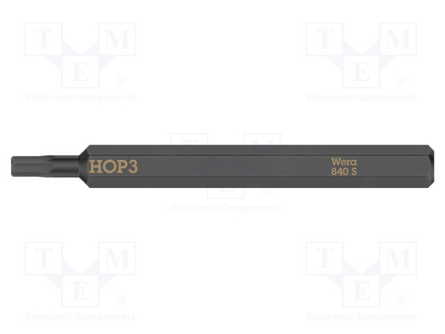 Screwdriver bit; Hex Plus key; HEX 3mm; Overall len: 70mm