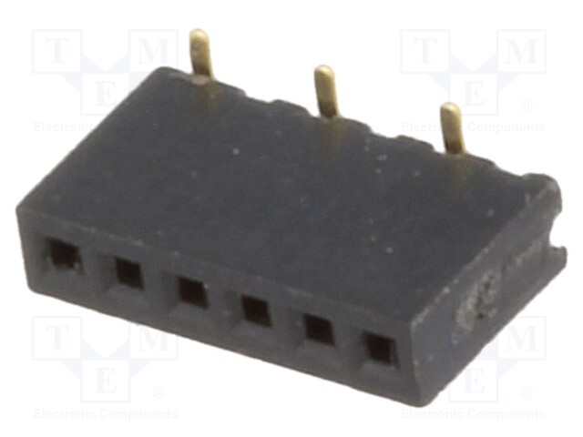 Socket; pin strips; female; PIN: 6; straight; 1.27mm; SMT; 1x6; 1A