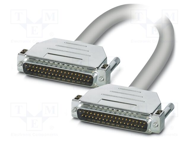 Cable; D-Sub 37pin plug,both sides; PVC; Len: 2m; grey; Core: Cu