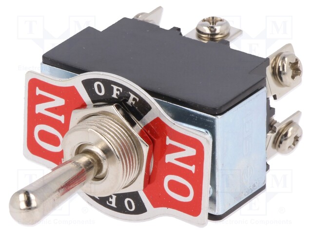 Switch: toggle; Pos: 3; DP3T; ON-OFF-ON; 20A/12VDC; Leads: M3 screws