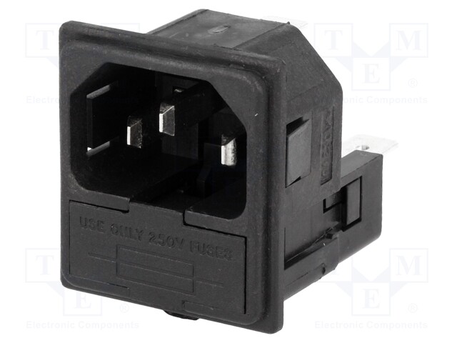 Connector: AC supply; socket; male; 10A; 250VAC; IEC 60320; UL94V-0