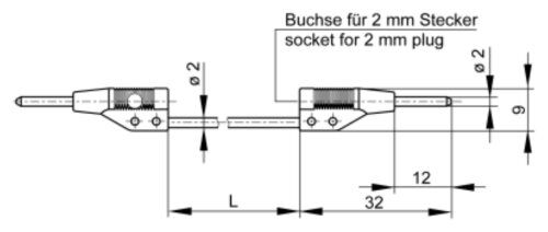 Test lead; 60VDC; 30VAC; 6A; banana plug with axial socket 2mm