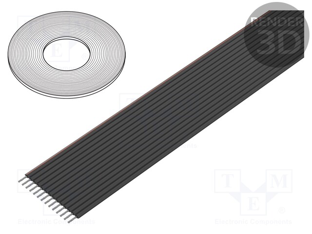 Wire: ribbon; 1.27mm; stranded; Cu; 14x28AWG; unshielded; PVC; black