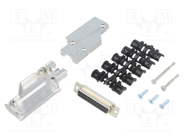 D-Sub; PIN: 25; plug; female; angled 90°; soldered; for cable; black
